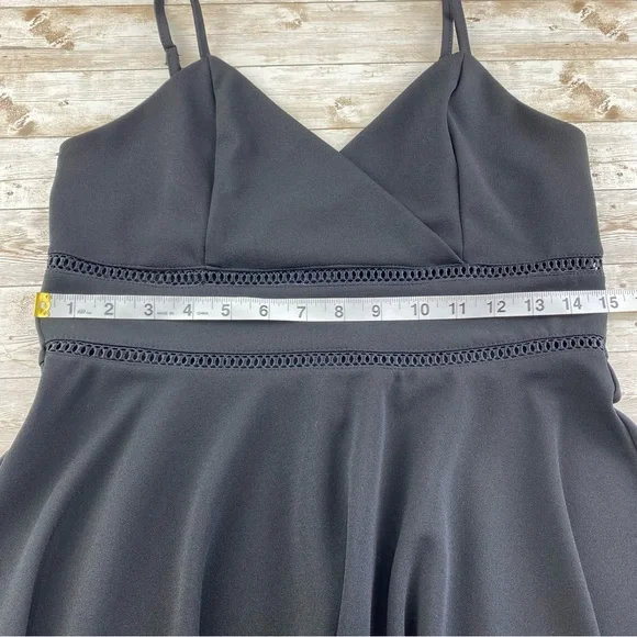 Francesca's Collection Jun & Ivy Black Skater Dress w/ Lattice Cut Outs - size L - Picture 8 of 13